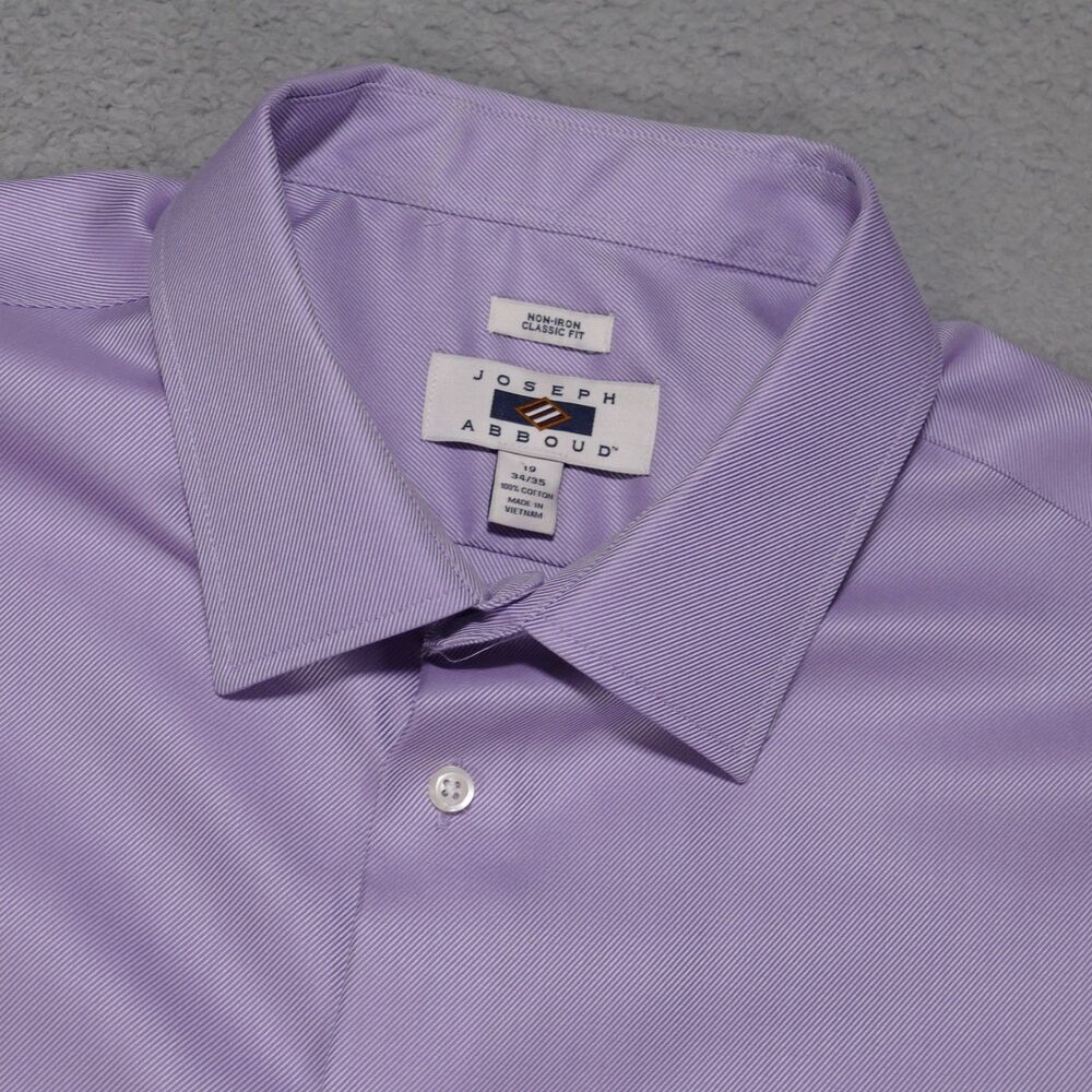 Joseph Abboud Shirt Mens 19 34/35 Classic Fit Purple Button Up Long Sleeve